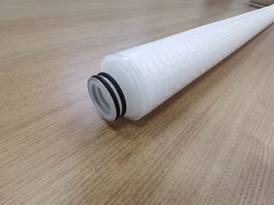 Cartuccia filtrante pieghettata in PTFE da 40 pollici con membrana in PTFE per filtrazione di prodotti chimici e liquidi ad alta purezza a portata elevata