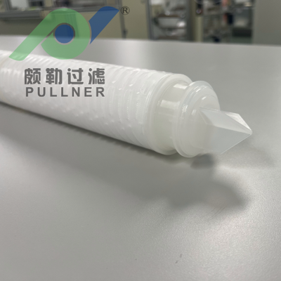 40-Inch PTFE Pleated Filter Cartridge with Red Silicone for High Flow Rate Chemical and High-Purity Liquid Filtration